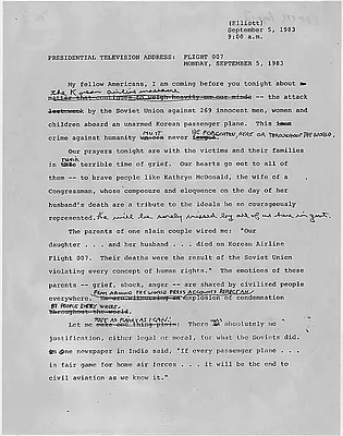 Presidential Address: Flight 007: Monday, September 5, 1983