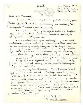 Letter from Marie Klima to President Harry S. Truman