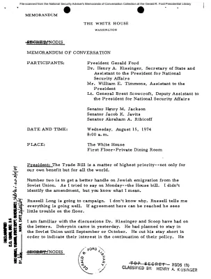 August 15, 1974 - Ford, Kissinger, Senators Jackson, Javits, and Ribicoff