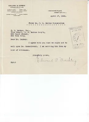 Letters Received to H.H. Barker, April 17, 1928