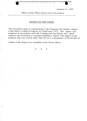 President today is transmitting to Congress the Annual Report of the Office of Alien Property