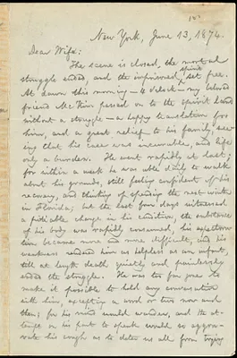 Letter from William Lloyd Garrison, New York, to Helen Eliza Garrison, June 13, 1874