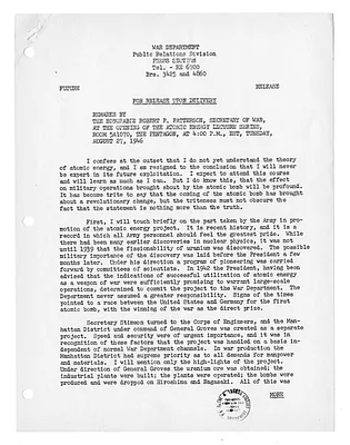 War Department Press Release