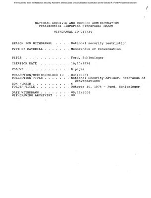October 10, 1974 - Ford, Schlesinger