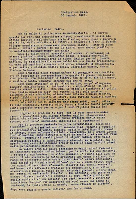 Bartolomeo Vanzetti typed letter (copy) to Giovanni Battista Vanzetti, Charlestown, 30 January 1921