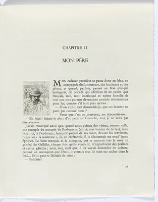 Frédéric Mistral: Mémoires et Recits by Frédéric Mistral: bust of man with hat (page 23)
