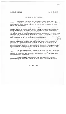 White House Press Release, Statement by President Harry S. Truman