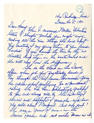 Letter from Myra Hornbuckle to Harry S. Truman