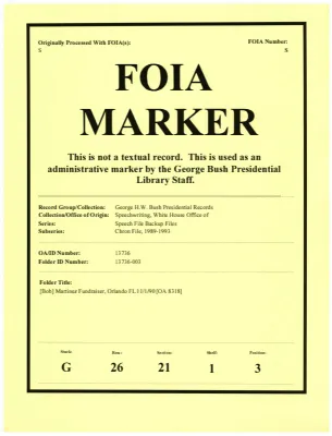 [Bob] Martinez Fundraiser, Orlando FL 11/1/90 [OA 8318]
