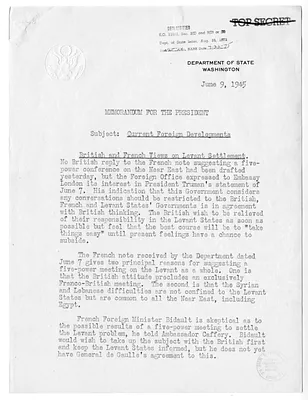 Memorandum from Acting Secretary of State Joseph Grew to President Harry S. Truman