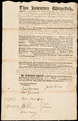 Thomas Akley indentured to apprentice with Jason Haven of Dedham, 6 February 1771