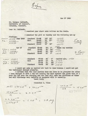 Letters Sent to Dr. Herman Schlundt, November 27, 1928