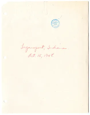 Reading Copy of Speech by President Harry S. Truman at Logansport, Indiana
