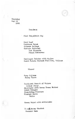 White House Luncheon and Dinner Menu