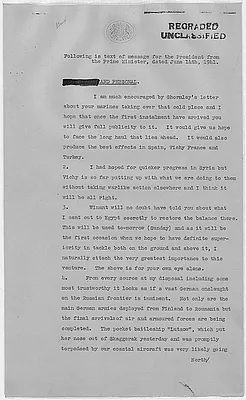 Winston Churchill to Franklin D. Roosevelt