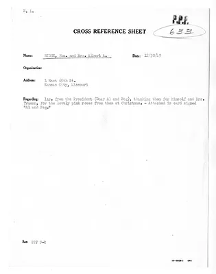 Cross Reference Memorandum