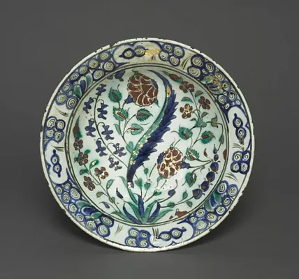 Gilded Dish with Flowers and Leaves