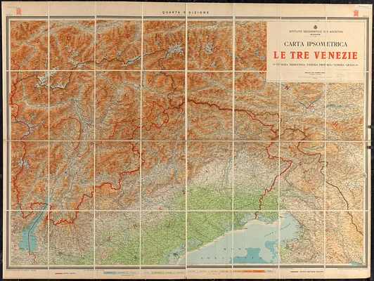 Carta ipsometrica le tre Venezie