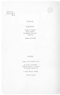 White House Luncheon and Dinner Menu