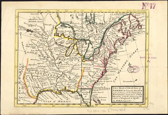 A new map of ye north parts of America claimed by France under ye names of Louisiana, Mississipi, Canada & new France with the adjooyning territories of England & Spain