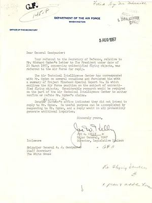 Case file, correspondence with Richard Ogden regarding UFOs