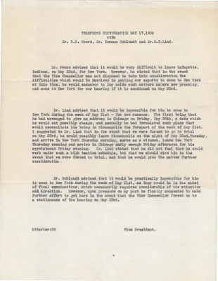 Telephone conversation, May 17, 1928