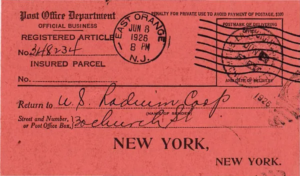 Receipt to G.S. Reieter, E. Kouruy, June 8, 1926