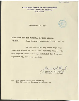 Memorandum from James S. Lay, Jr. to the National Security Council