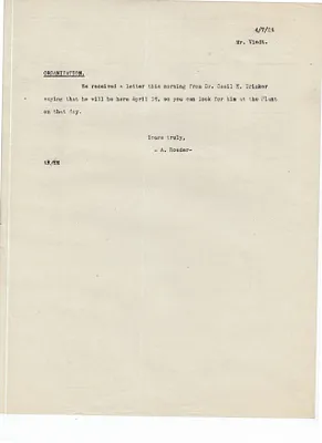 Memorandum to Mr. Viedt [H.B. Viedt], April 7, 1924