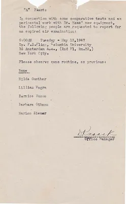Memorandum to "A" Plant, May 13, 1947