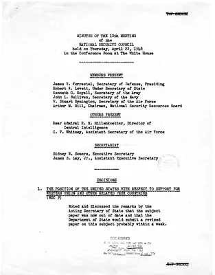 Minutes of the Tenth Meeting of the National Security Council