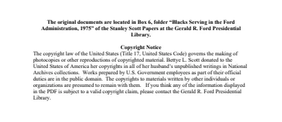 Blacks Serving in the Ford Administration, 1975