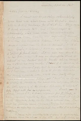 Letter from Samuel May, Leicester, [Mass.], to Richard Davis Webb, April 14, 1865