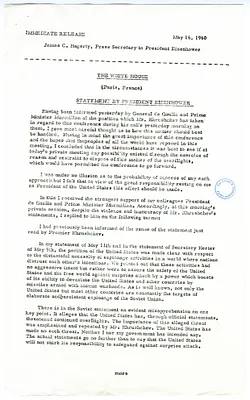 Statement by President Eisenhower at Paris Summit