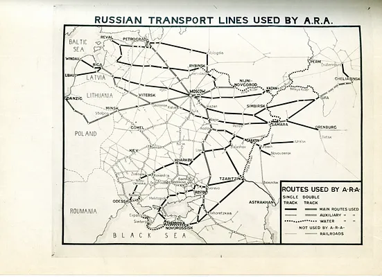 Russian Transport Lines Used by American Relief Administration