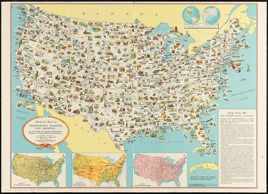 Illustrierte karte der Vereinigten Staaten von Amerika