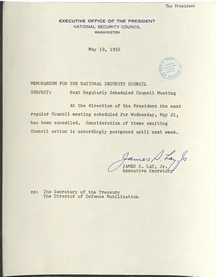 Memorandum from James S. Lay, Jr. to the National Security Council