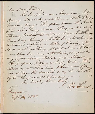 Lettter from William Smeal, Glasgow, to John Henderson, 17/5 1843