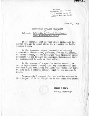 Memorandum from Acting Secretary of State Joseph Grew to President Harry S. Truman