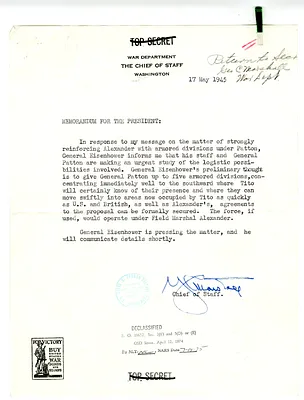 Memoranda from General George C. Marshall to President Harry S. Truman