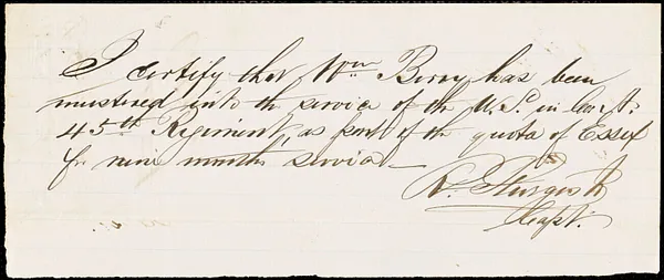 Civil War enlistment paper
