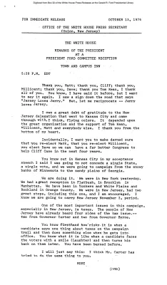 Remarks of the President at a President Ford Committee Reception, Town and Campus Inn [Ford Speech or Statement]