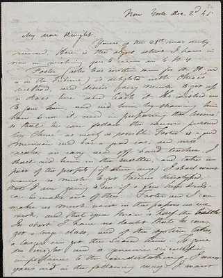 Albert Brisbane autograph letter signed to John Sullivan Dwight, New York, December 2, 1845