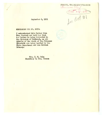 Correspondence Between Edith Helm and William F. Pearson with Related Note