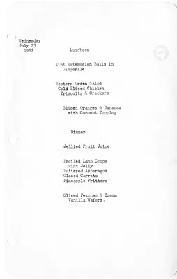 White House Luncheon and Dinner Menu