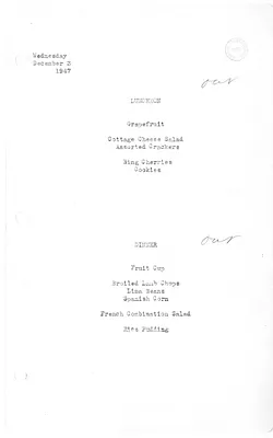 White House Luncheon and Dinner Menu