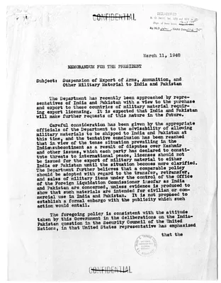 Memorandum from Secretary of State George C. Marshall to President Harry S. Truman