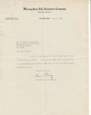 Letters Received to A. Roeder, July 9, 1925