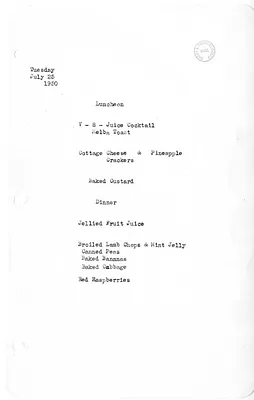 White House Luncheon and Dinner Menu