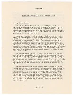Psychiatric Personality Study of Fidel Castro